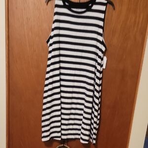 Time and Tru Black and White Striped Dress